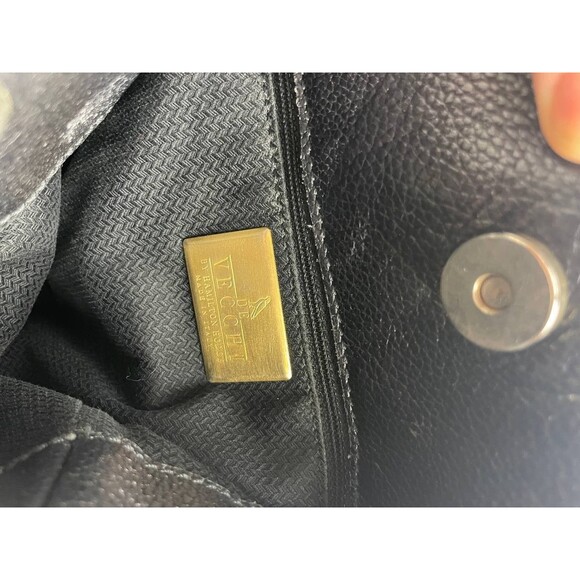 De Vecchi Hamilton Hodge Vintage Black Leather Shoulder Hobo Bag 80s Pebbled - Picture 8 of 12